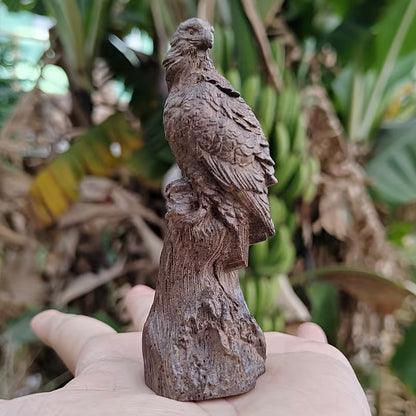 Hand-Carved Wooden Eagle Figurine