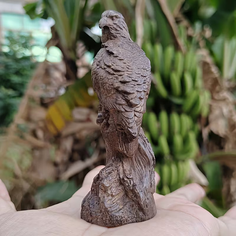 Hand-Carved Wooden Eagle Figurine
