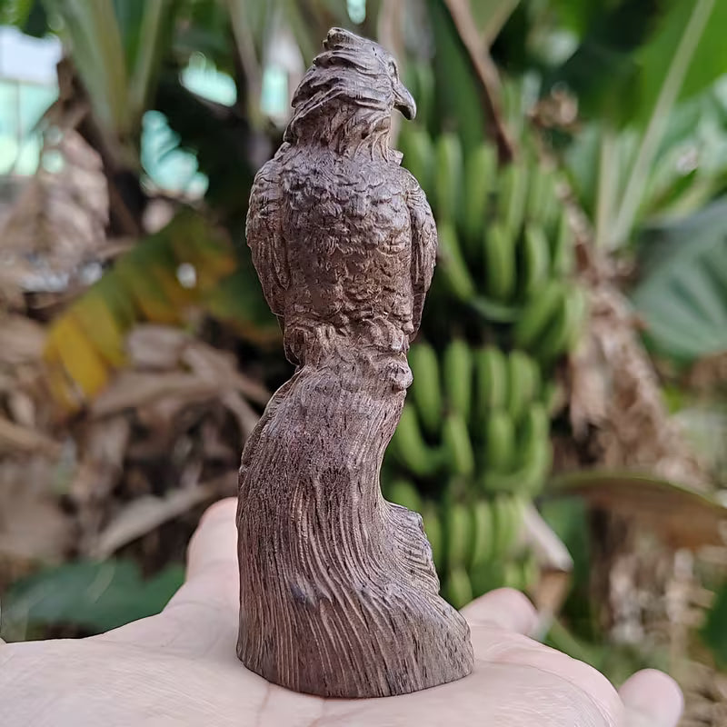 Hand-Carved Wooden Eagle Figurine