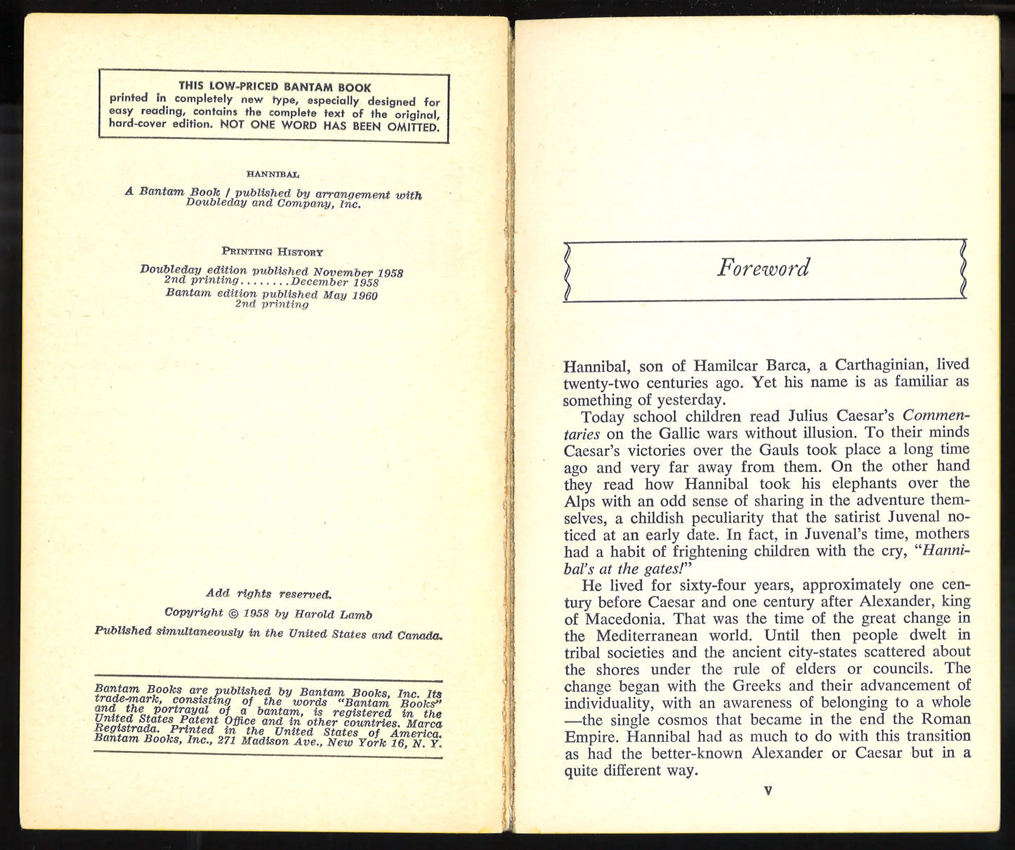Hannibal: One Man Against Rome - First Edition 1960