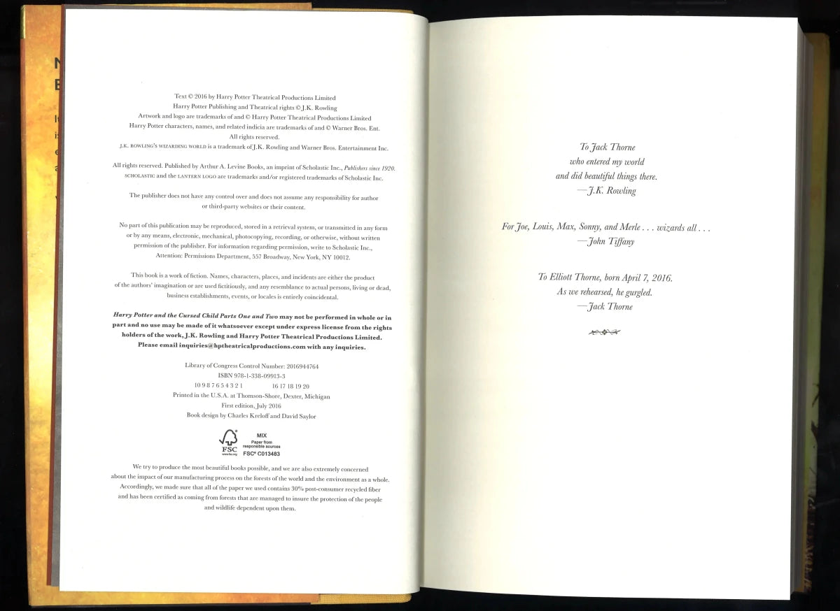 Harry Potter and the Cursed Child Parts 1&2 | 2016 First Ed. | Special Rehearsal Ed. - The Bookstore