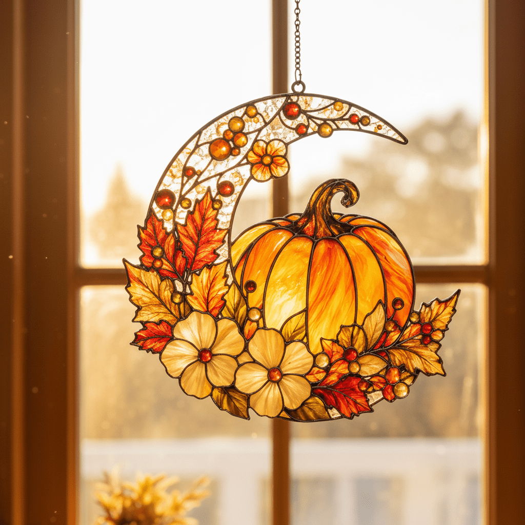 Harvest Pumpkin Acrylic Sun Catcher - The Bookstore