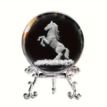 Horse Crystal Ball with Metal Base - The Bookstore