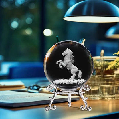 Horse Crystal Ball with Metal Base - The Bookstore