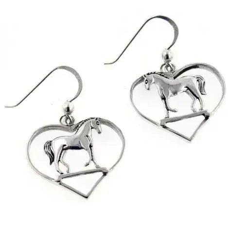 Horse in Heart Sterling Silver Hook Pony Earrings - The Bookstore