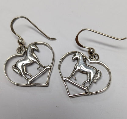 Horse in Heart Sterling Silver Hook Pony Earrings - The Bookstore