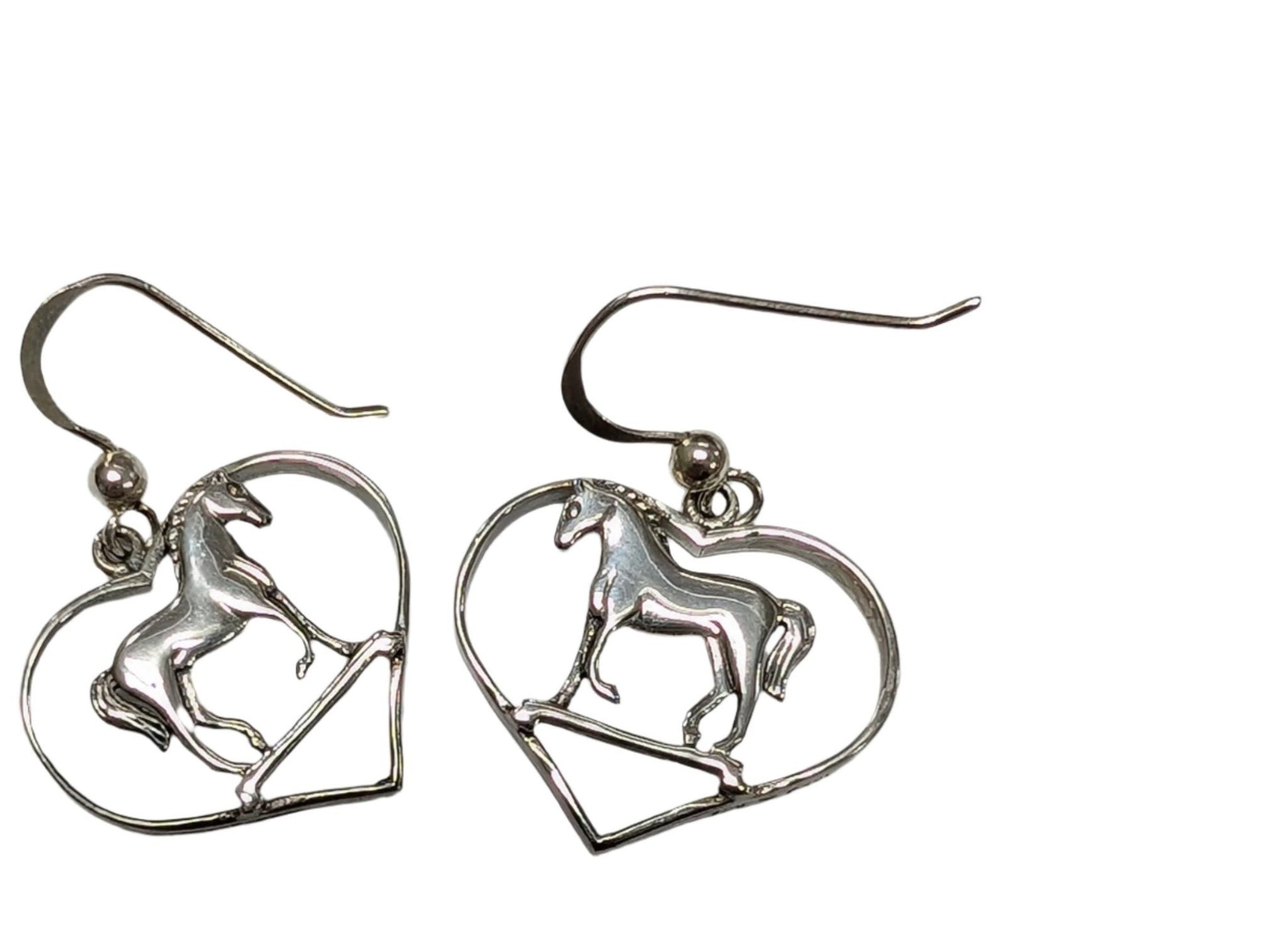 Horse in Heart Sterling Silver Hook Pony Earrings - The Bookstore