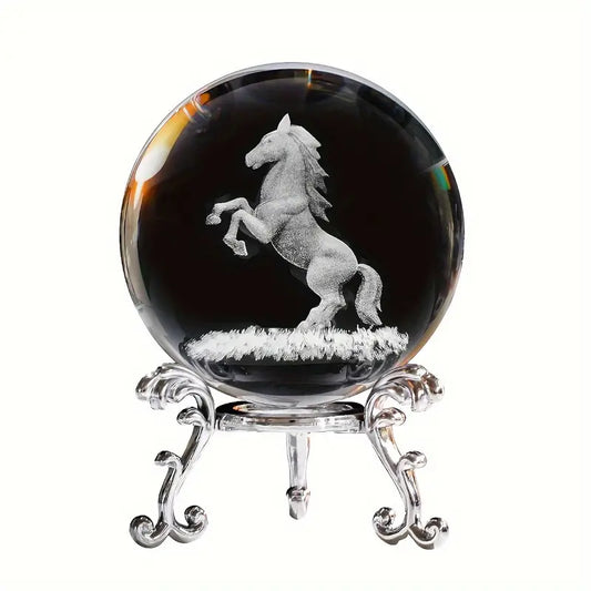 Horse Crystal Ball with Metal Base