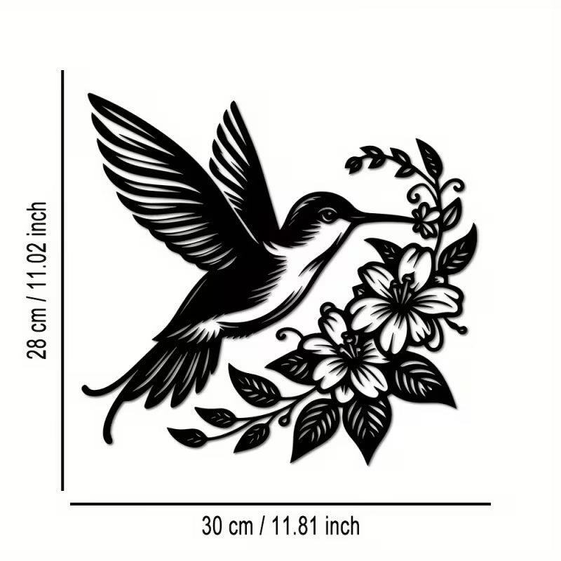 Metal Hummingbird and Floral Wall Art