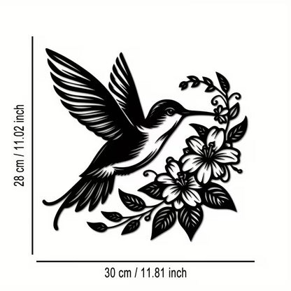 Metal Hummingbird and Floral Wall Art