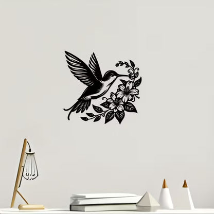 Metal Hummingbird and Floral Wall Art