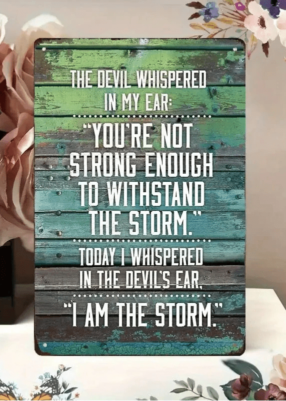 I Am The Storm Metal Wall Sign - Inspirational Quote Decor - The Bookstore
