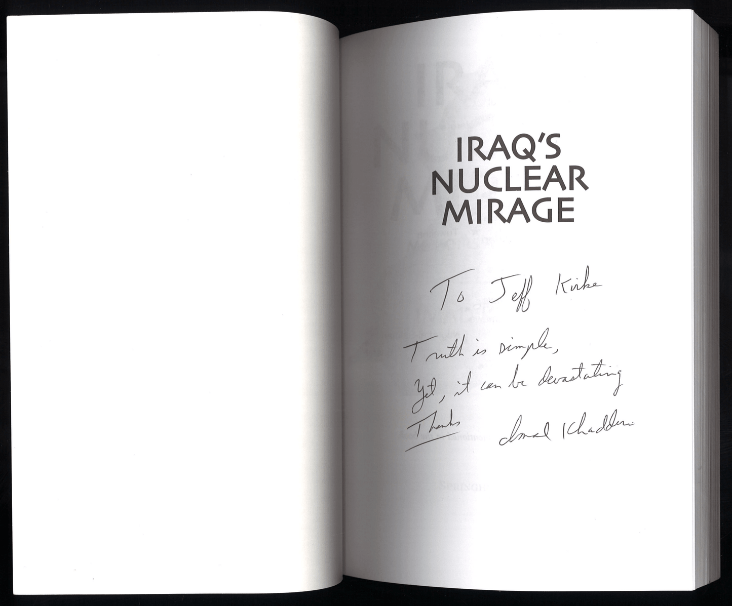 Iraq's Nuclear Mirage: Memoirs and Delusions (Signed) - The Bookstore