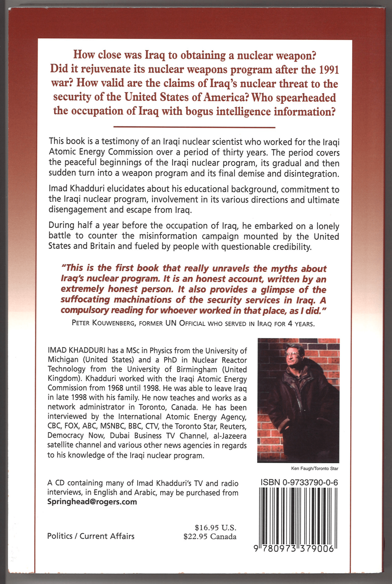 Iraq's Nuclear Mirage: Memoirs and Delusions (Signed) - The Bookstore
