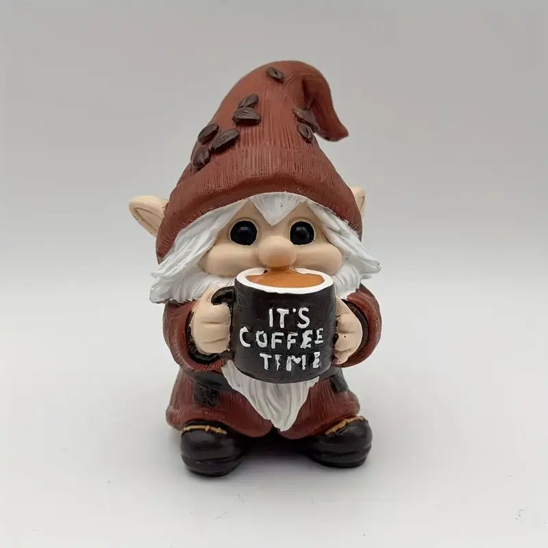 It's Coffee Time Gnome - Whimsical Coffee Statue Handmade Resin - The Bookstore