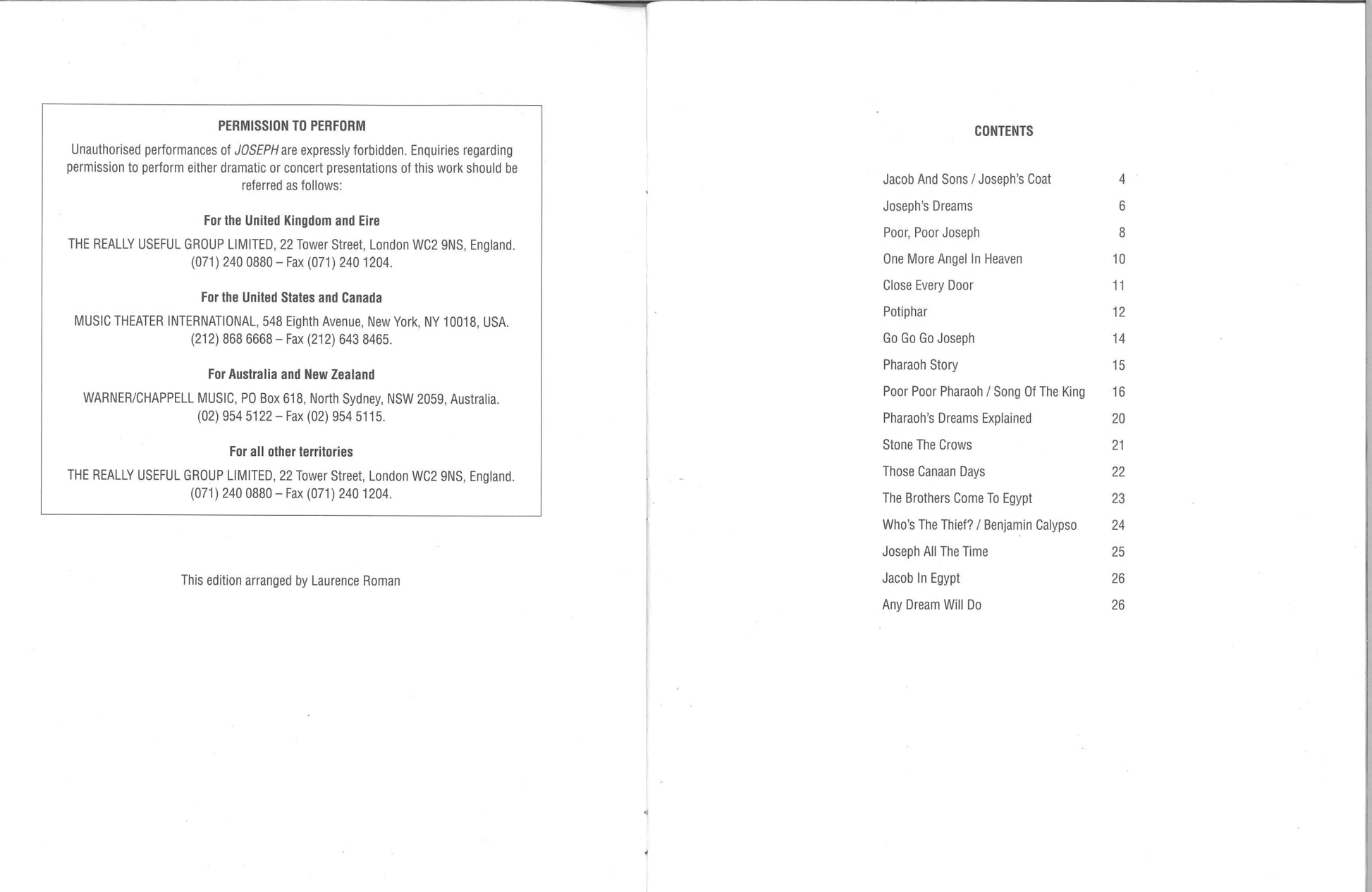Joseph and The Amazing Technicolor Dreamcoat Songbook Easy Piano, Andrew Lloyd Webber, Tim Rice