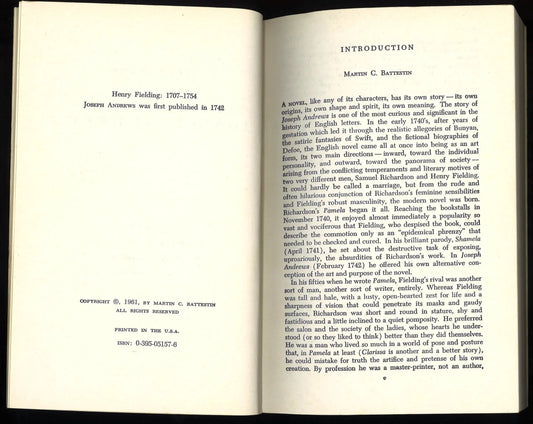 Joseph Andrews by Henry Fielding, Edited by Martin C. Battestin - The Bookstore