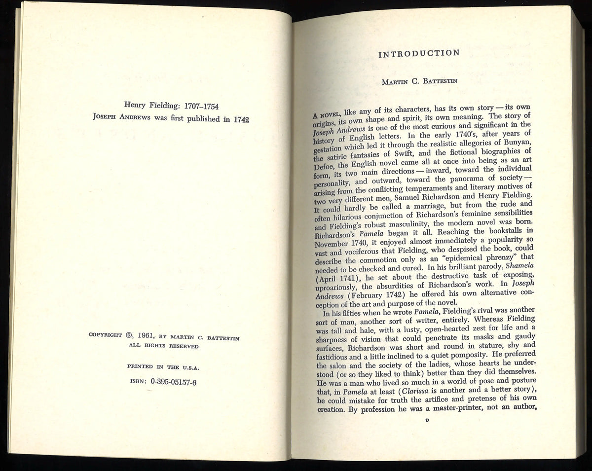 Joseph Andrews by Henry Fielding, Edited by Martin C. Battestin
