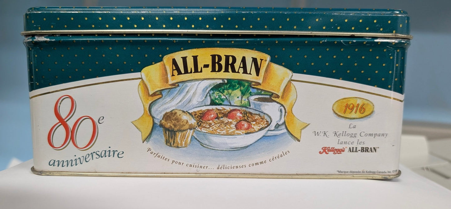 Kellogg’s All - Bran 80th Anniversary Tin Canister (1916 - 1996) - The Bookstore