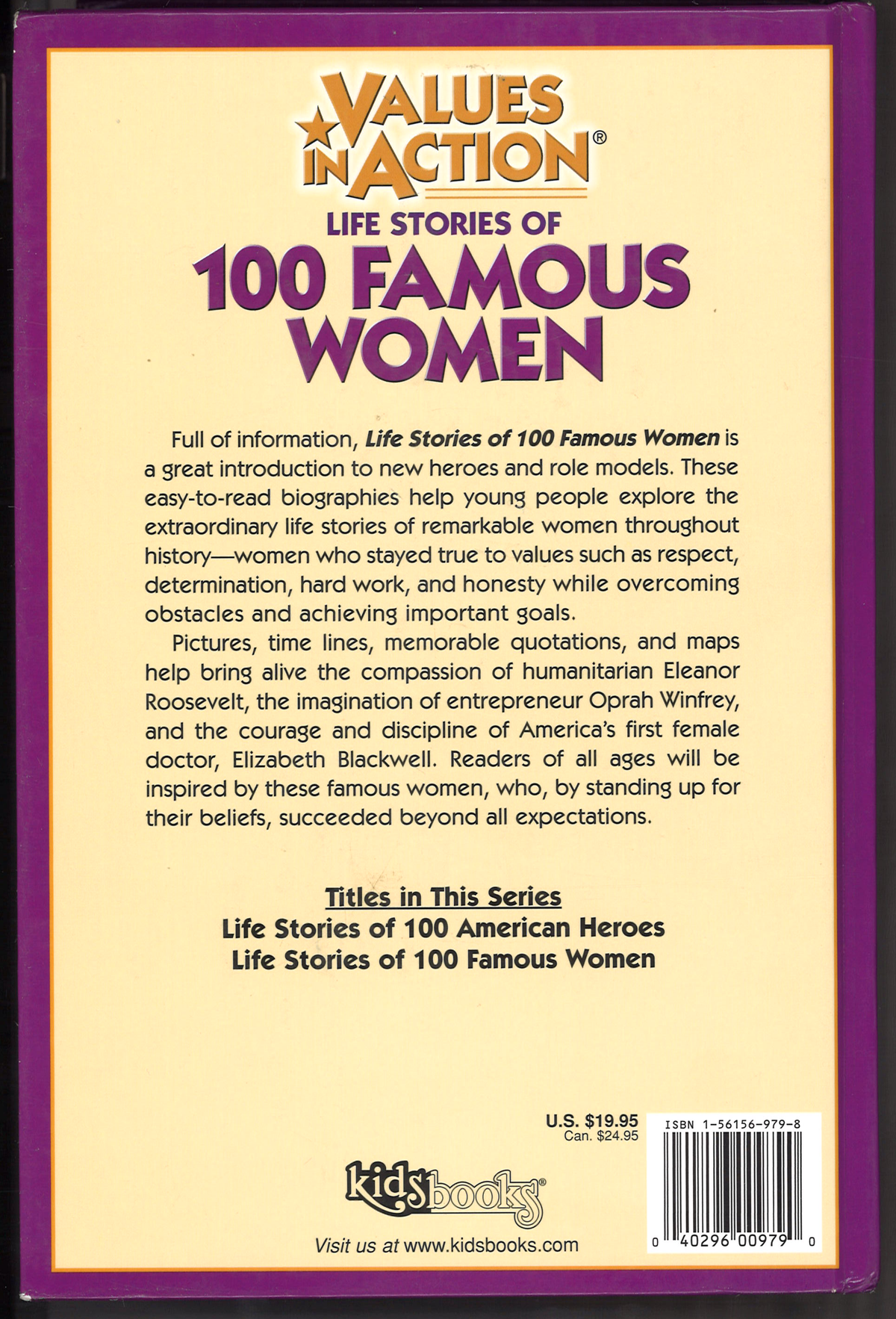 Life stories of 100 famous women (Values in action)