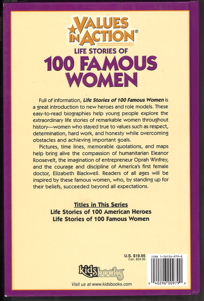 Life stories of 100 famous women (Values in action)