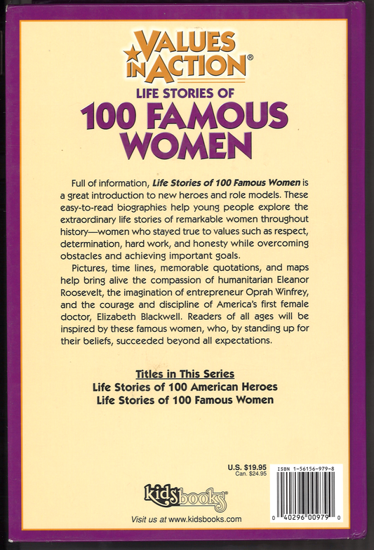 Life stories of 100 famous women (Values in action)