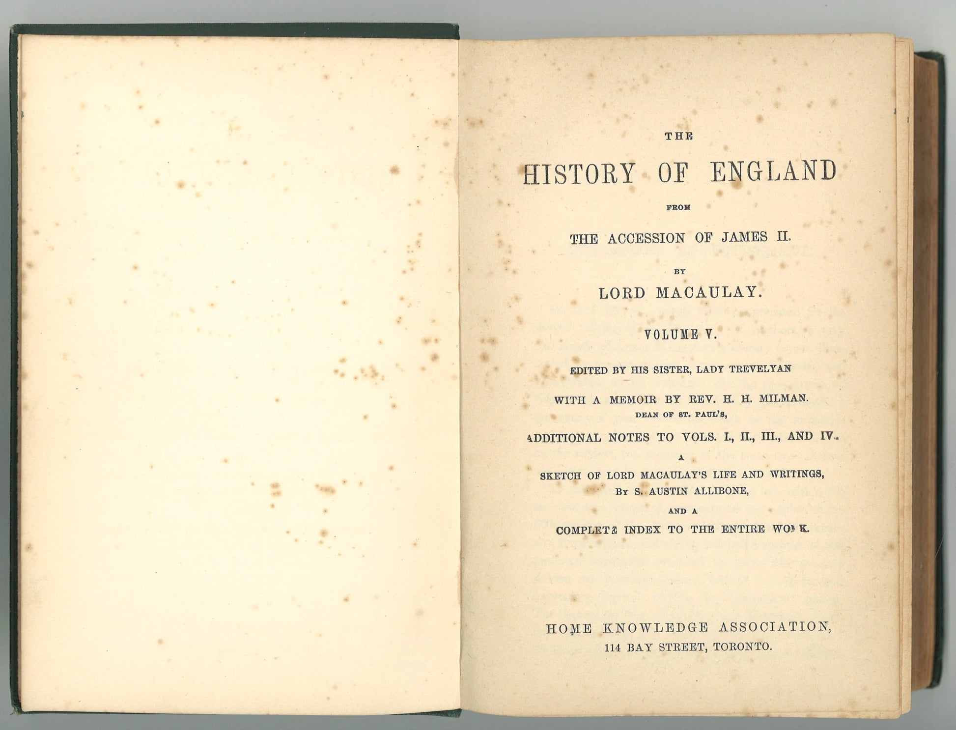 Macaulay's England Volume V - The Bookstore