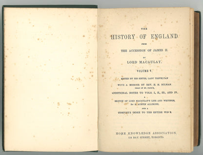 Macaulay's England Volume V - The Bookstore