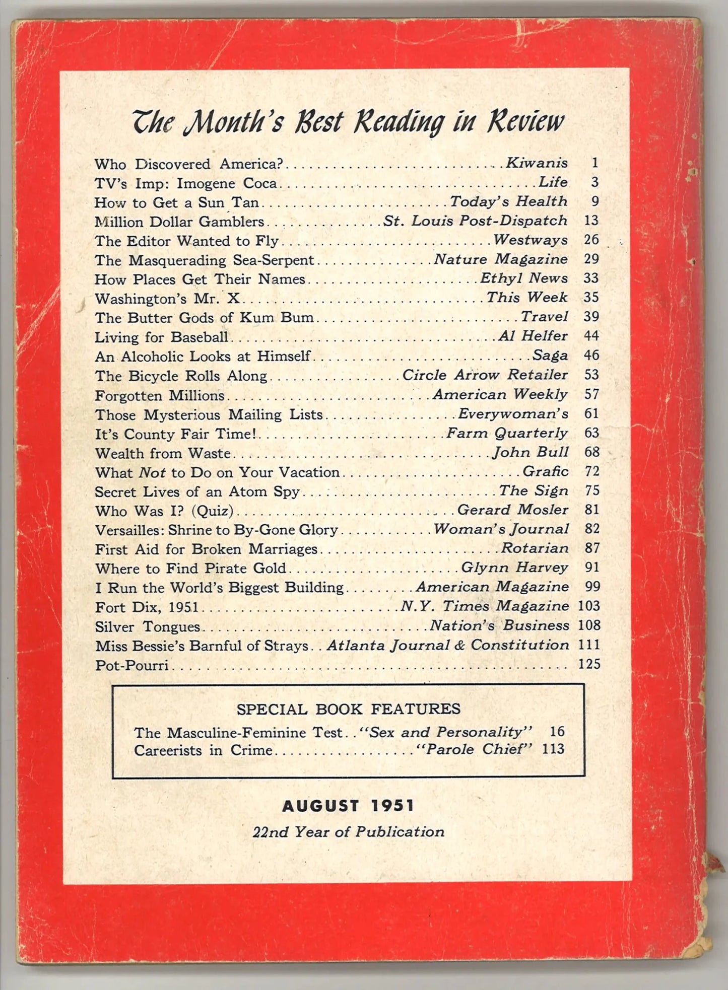 Magazine Digest, August 1951, Volume XXIII, No. 11 - The Bookstore