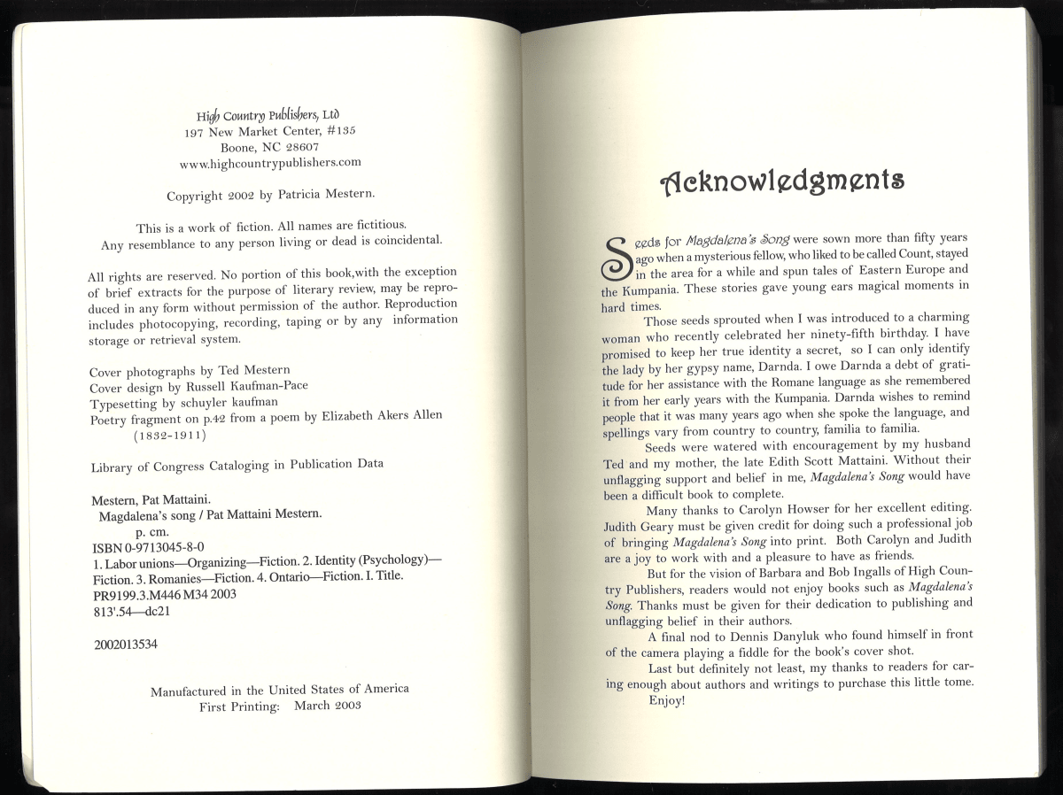 Magdalena’s Song – 2003 First Printing, Signed Paperback - The Bookstore