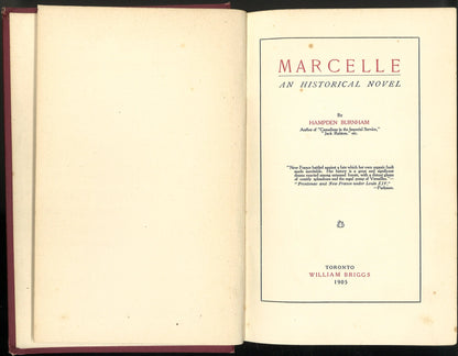 Marcelle: An Historical Novel by Hampden Burnham - The Bookstore