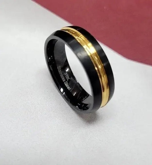 Men's Black and Yellow Wedding Band - The Bookstore