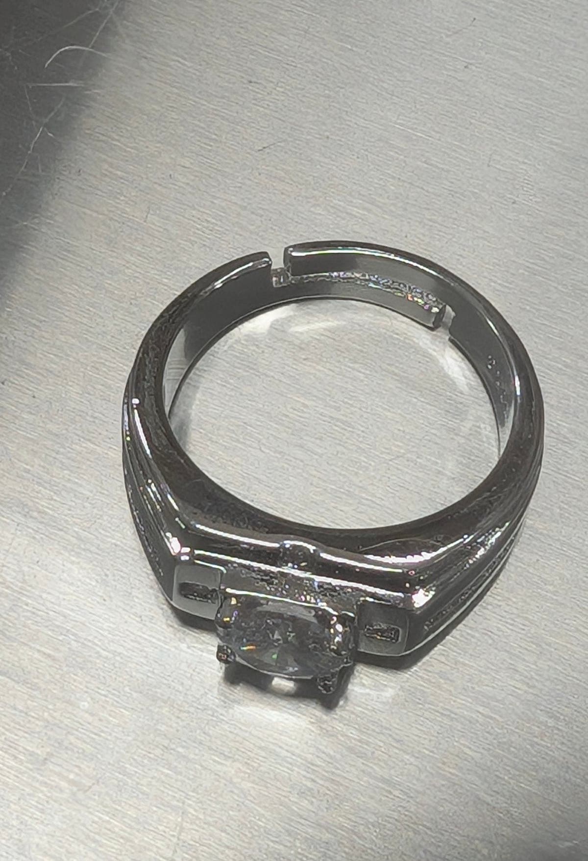 Men's Elegant 925 Sterling Silver CZ Ring - Adjustable Handsome Guy Jewelry