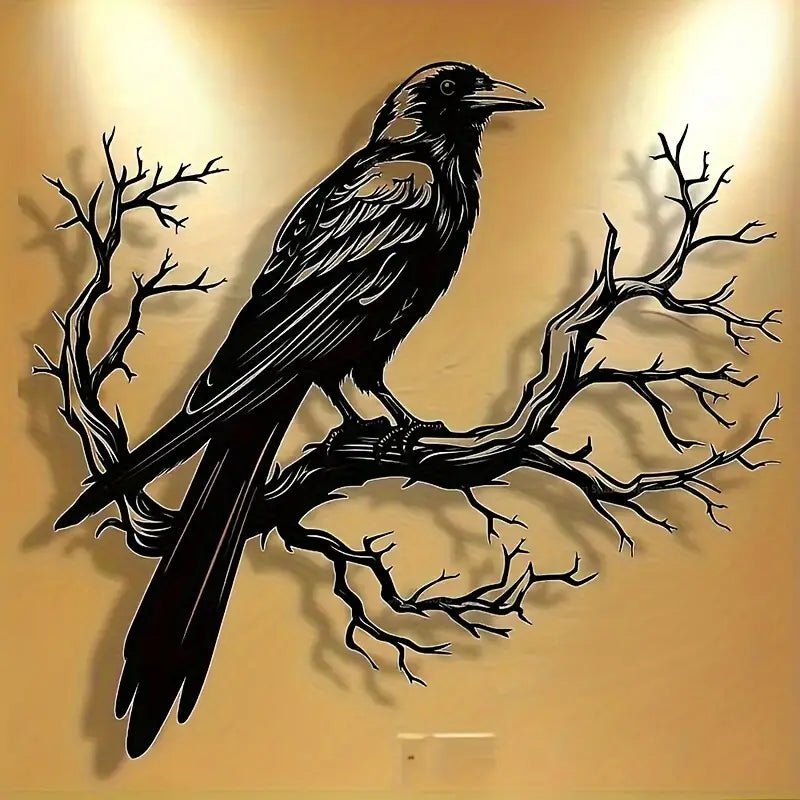 Metal Crow & Dead Wood Wall Art Décor - The Bookstore
