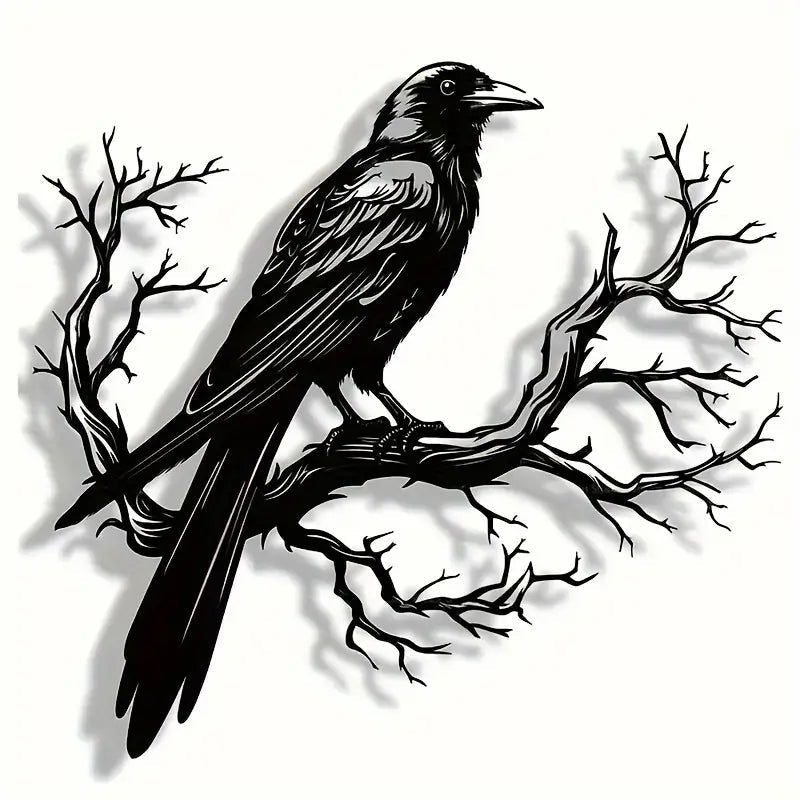 Metal Crow & Dead Wood Wall Art Décor - The Bookstore