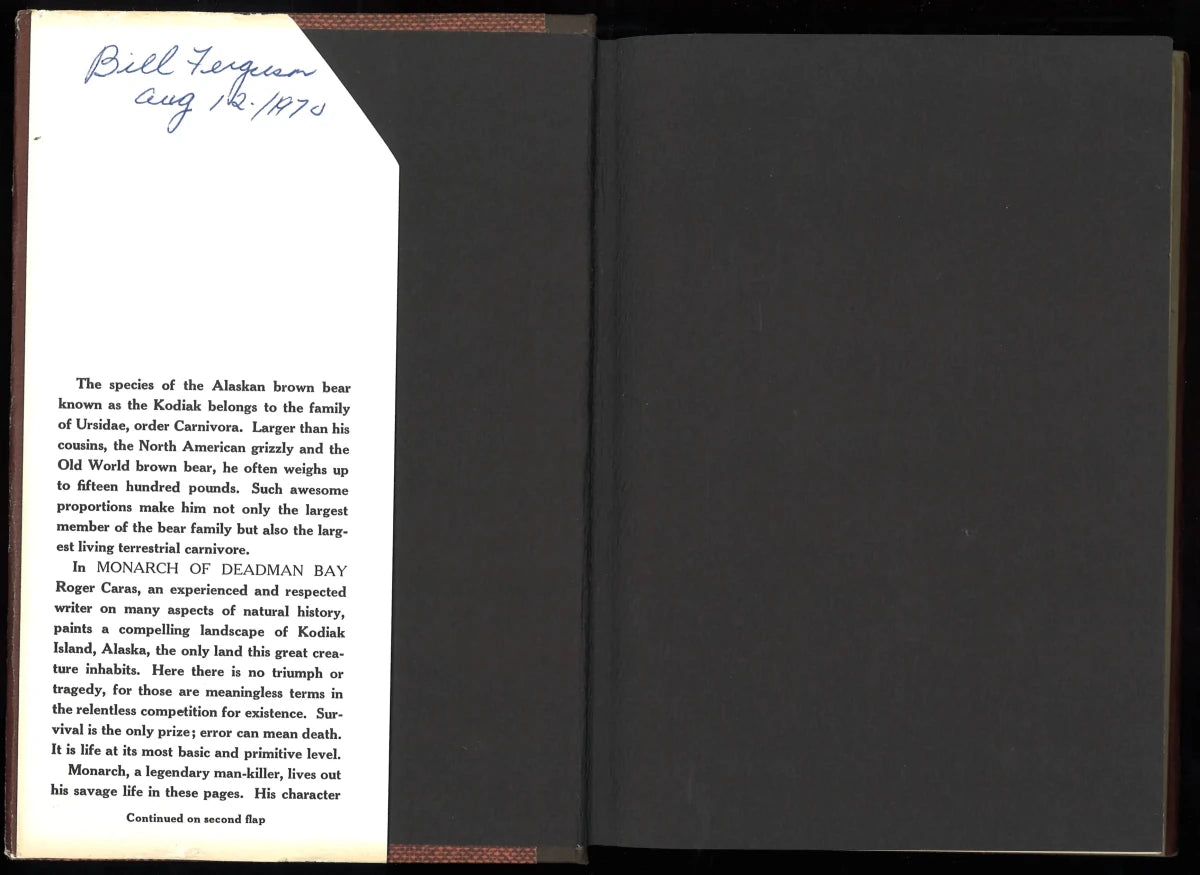 Monarch of Deadman Bay: The Life and Death of a Kodiak Bear – First Edition, 1969 - The Bookstore