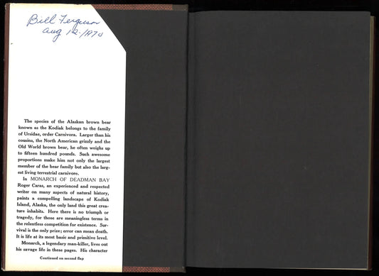 Monarch of Deadman Bay: The Life and Death of a Kodiak Bear – First Edition, 1969 - The Bookstore