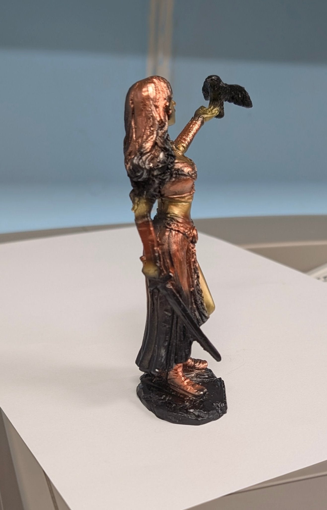 Morrigan Celtic Goddess Resin Statue - Handcrafted Miniature Sculpture - The Bookstore