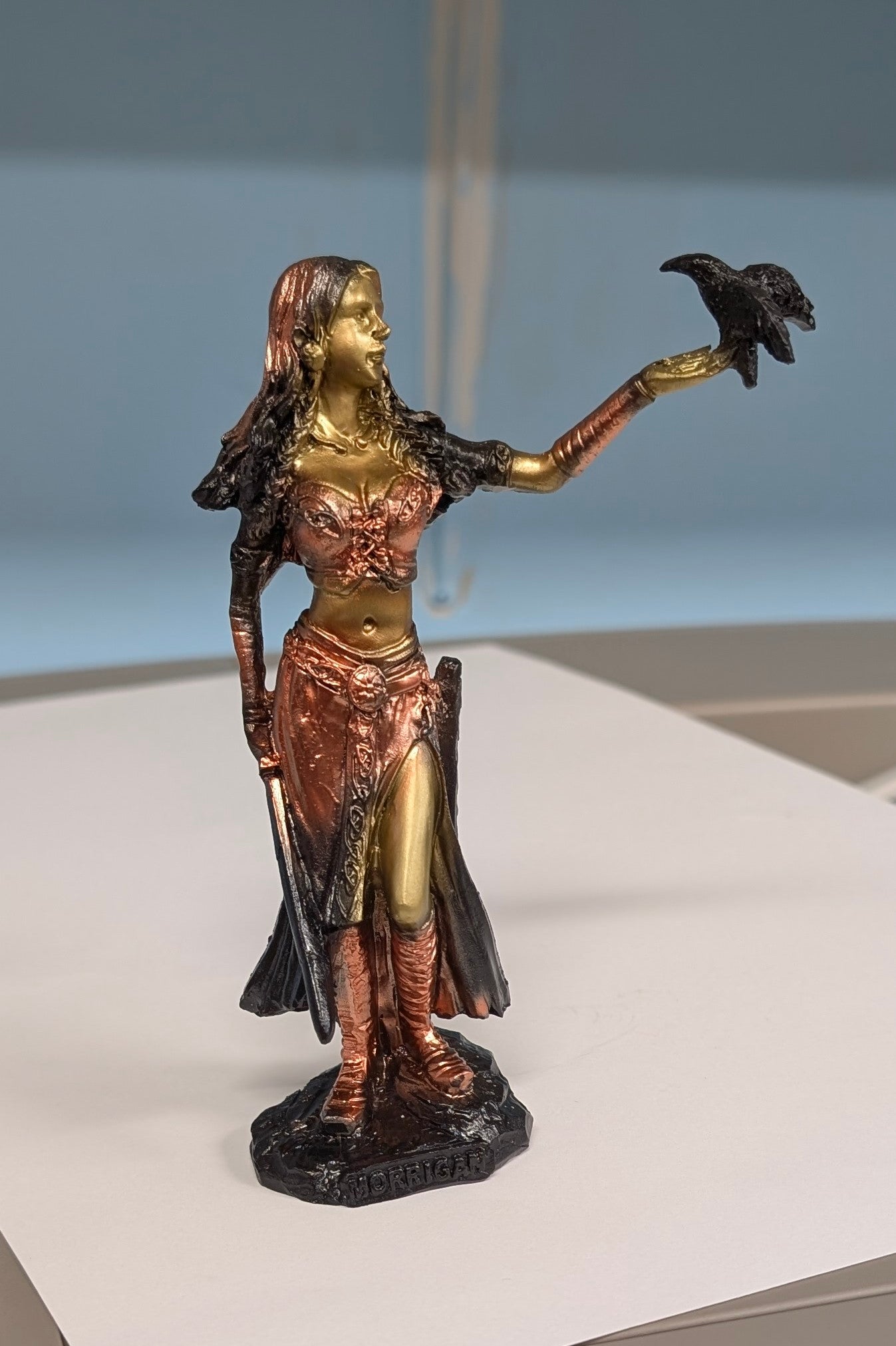 Morrigan Celtic Goddess Resin Statue - Handcrafted Miniature Sculpture - The Bookstore