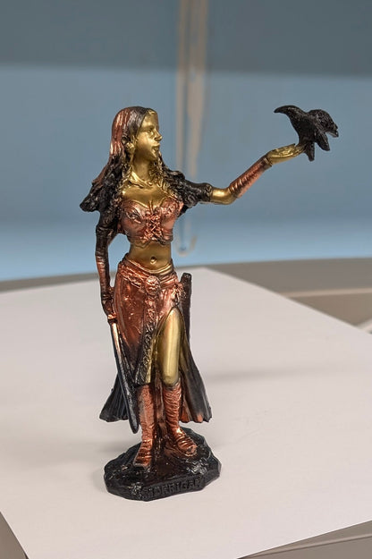 Morrigan Celtic Goddess Resin Statue - Handcrafted Miniature Sculpture - The Bookstore