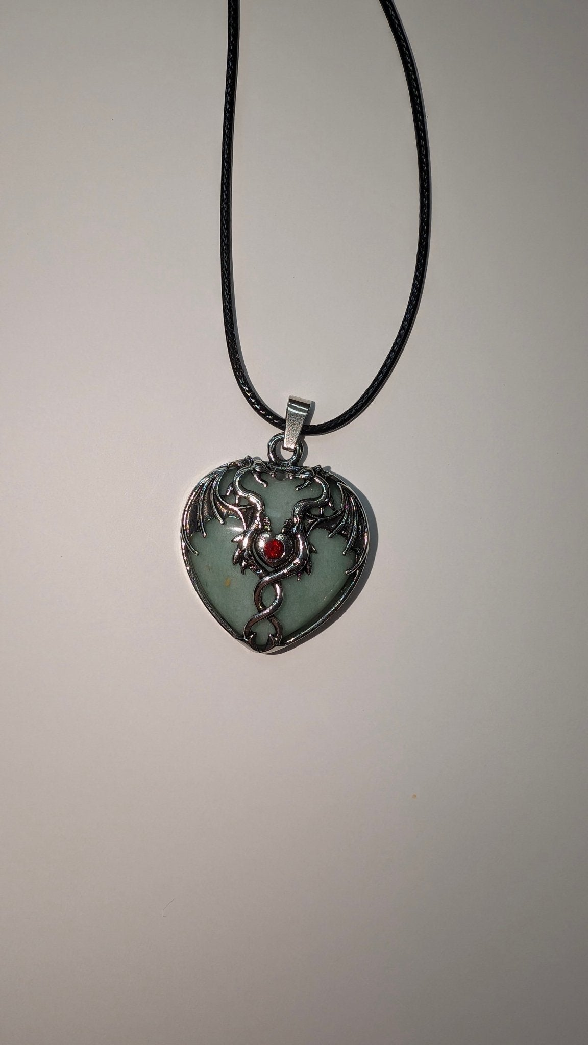 Mystic Dragon Heart Necklace with Natural Stone - The Bookstore