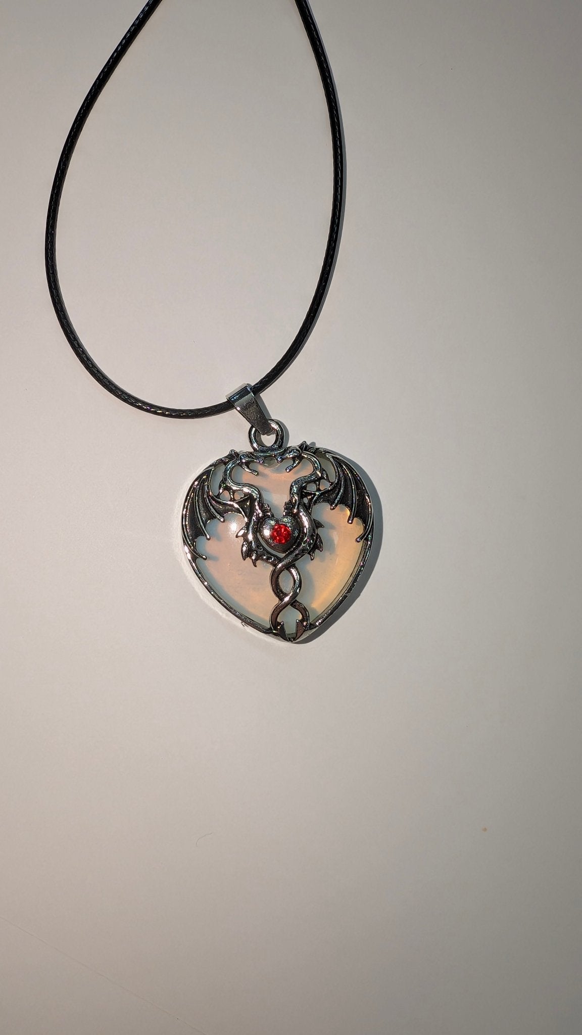 Mystic Dragon Heart Necklace with Natural Stone - The Bookstore
