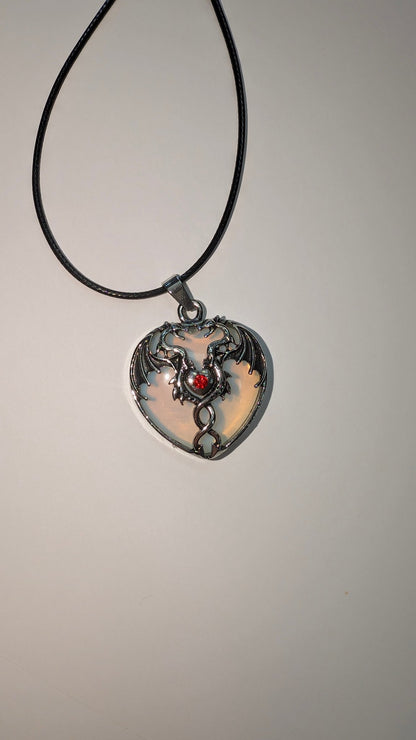 Mystic Dragon Heart Necklace with Natural Stone - The Bookstore