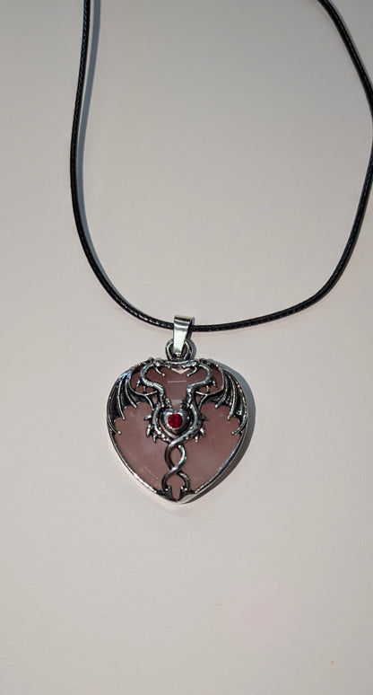 Mystic Dragon Heart Necklace with Natural Stone - The Bookstore