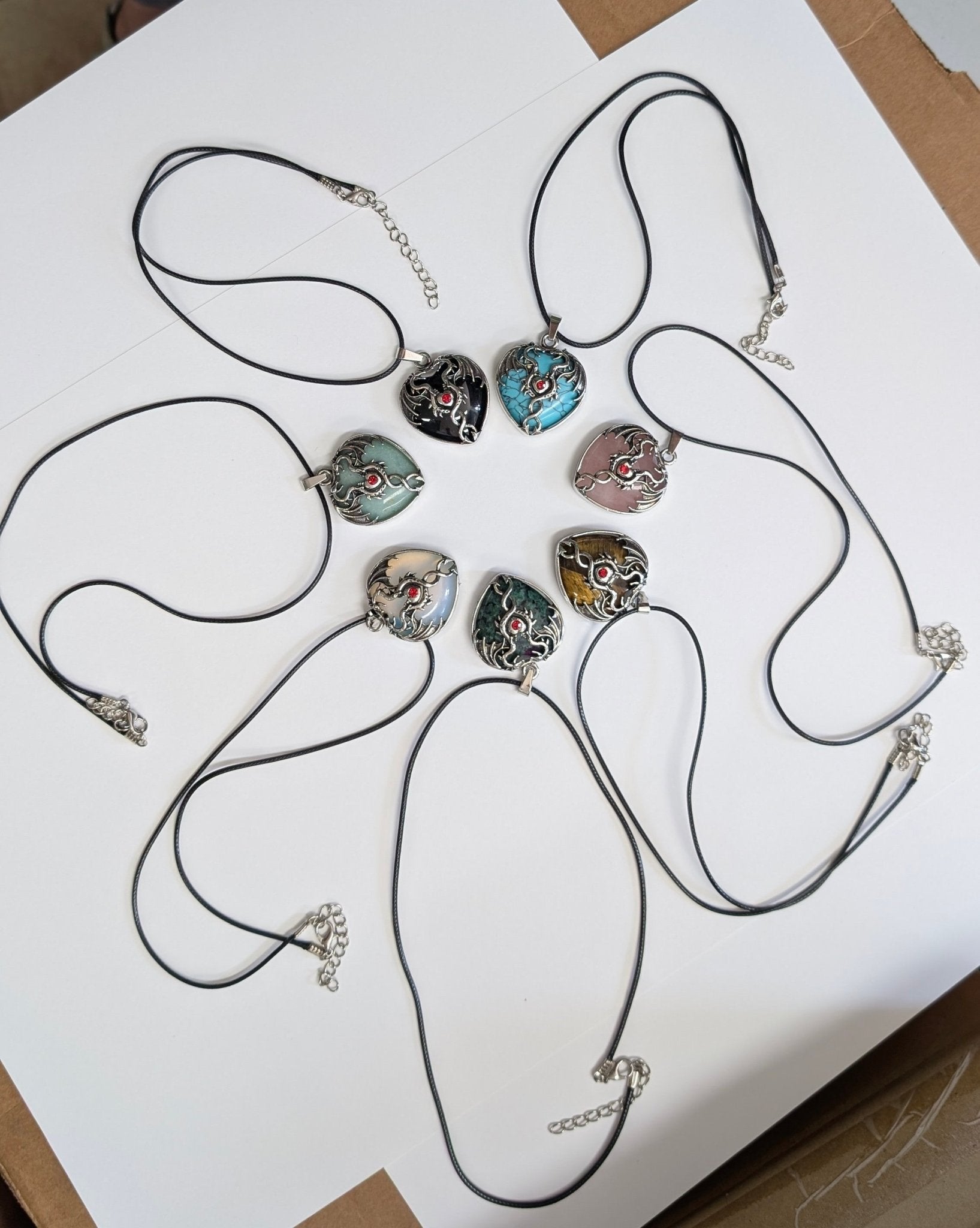 Mystic Dragon Heart Necklace with Natural Stone - The Bookstore