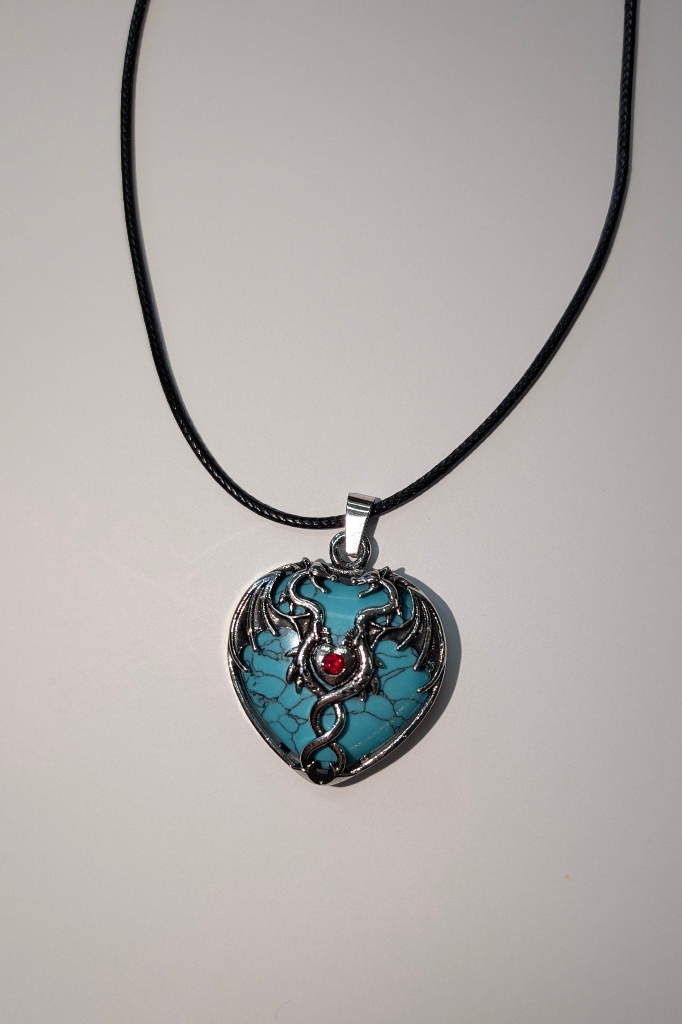 Mystic Dragon Heart Necklace with Natural Stone - The Bookstore