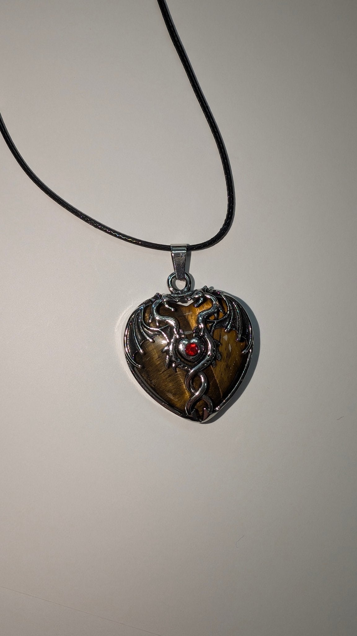Mystic Dragon Heart Necklace with Natural Stone - The Bookstore