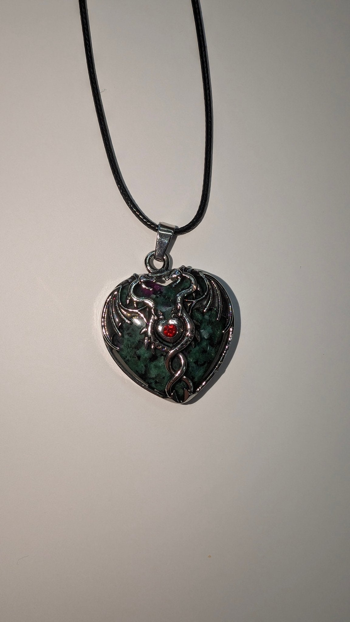 Mystic Dragon Heart Necklace with Natural Stone - The Bookstore