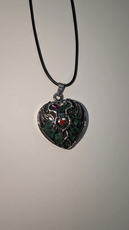 Mystic Dragon Heart Necklace with Natural Stone - The Bookstore