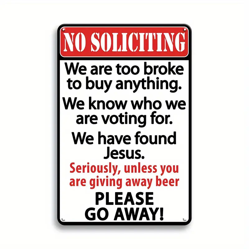 No Soliciting  -  Tin Sign